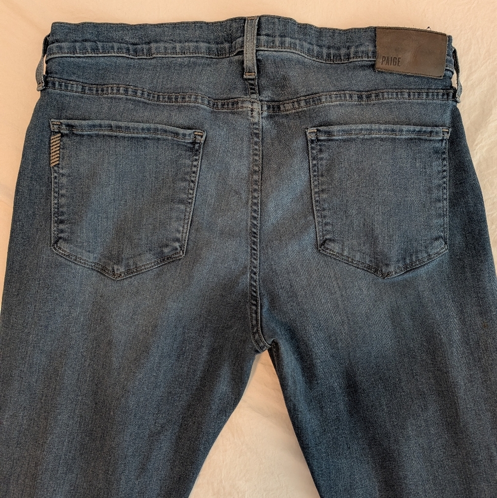 Paige Men's Normandie Jeans Straight Stretch Sz 34 X 33 Med/Dark Wash Designer - Picture 13 of 15